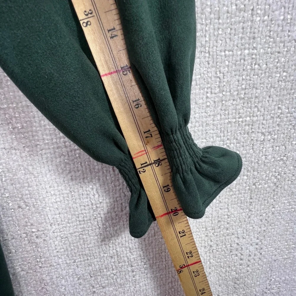 Tuckernuck Women's Green Faux Suede Blouse V Neck Puff Sleeve Tunic‎ XXL